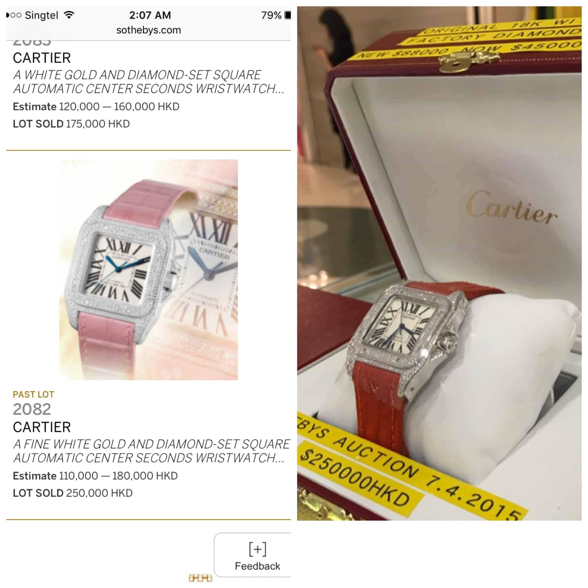 diamond cartier watch for sale